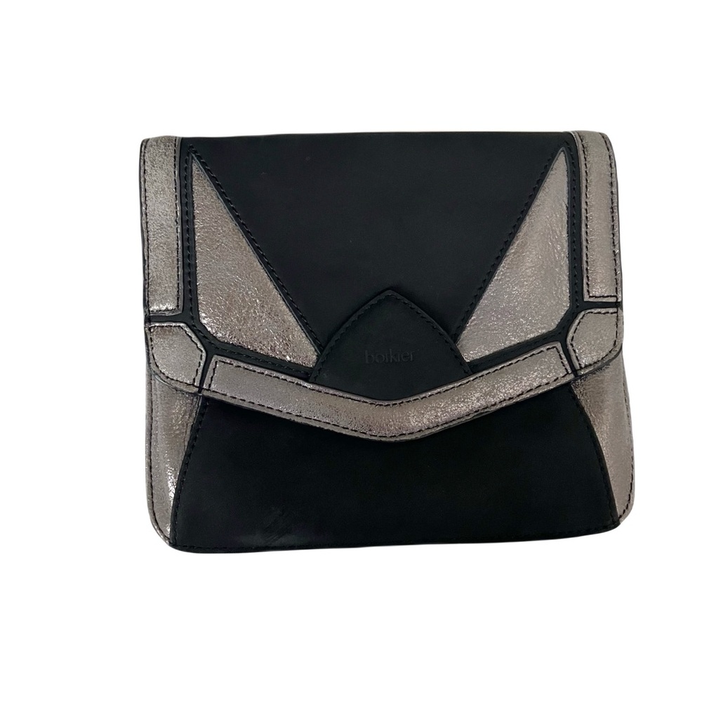 Botkier Crossbody Bag Black Leather Silver Chain Strap Flap Top Shoulder Purse - Picture 9 of 16